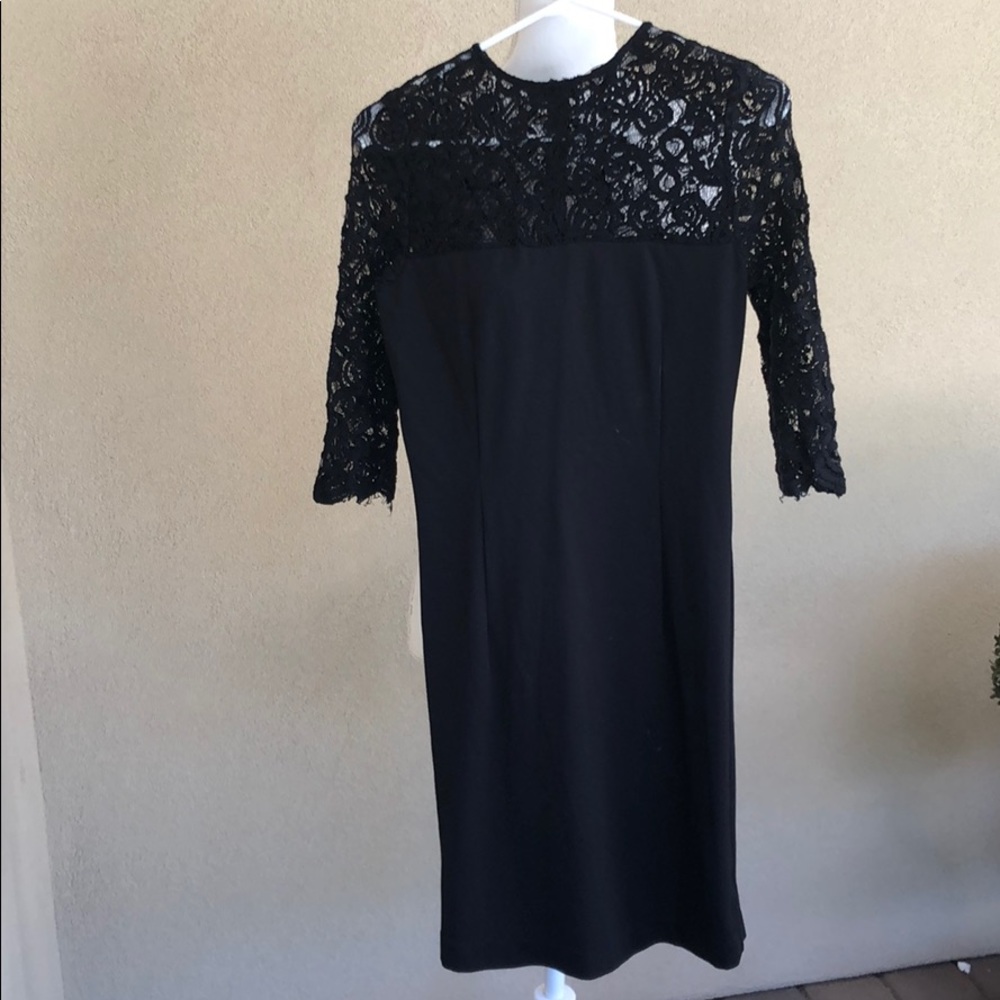 BB Dakota Chevis Ponte and Lace Dress Black Small - Picture 7 of 8